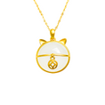 Load image into Gallery viewer, Cat Jade and Gold Pendant Necklace