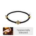Load image into Gallery viewer, Akashagarbha Courage & Wisdom Black-Gold Leather Bracelet