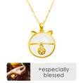 Load image into Gallery viewer, Cat Jade and Gold Pendant Necklace