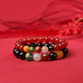 Load image into Gallery viewer, Five Wealth Gods Prosperity Bracelet – Black & Red Agate