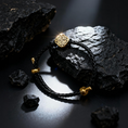 Load image into Gallery viewer, Akashagarbha Courage & Wisdom Black-Gold Leather Bracelet