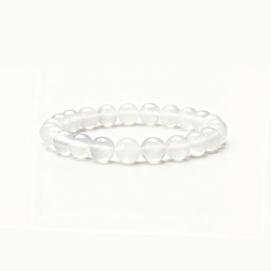 Mahasthamaprapta Strength & Clarity White Chalcedony Bracelet