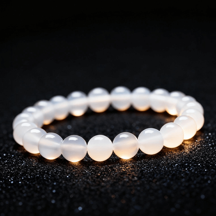 Mahasthamaprapta Strength & Clarity White Chalcedony Bracelet